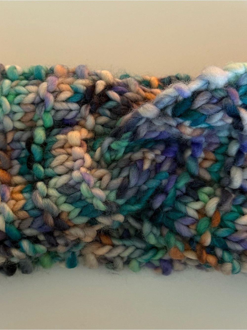 Multicolor Knit Throw Blanket - Cozy Teal, Purple & Cream Accent